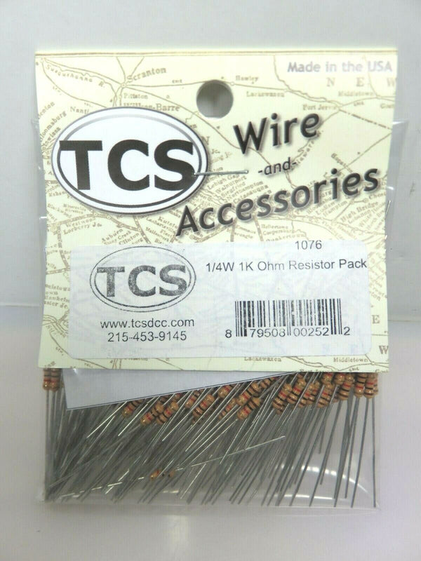 Train Control Systems TCS 1076 1/4 Watt 1K Ohm Resistor Pack of 200