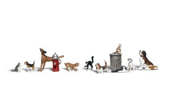 Woodland Scenics A1841 HO Scale Dogs and Cats NIB 12pc image 1