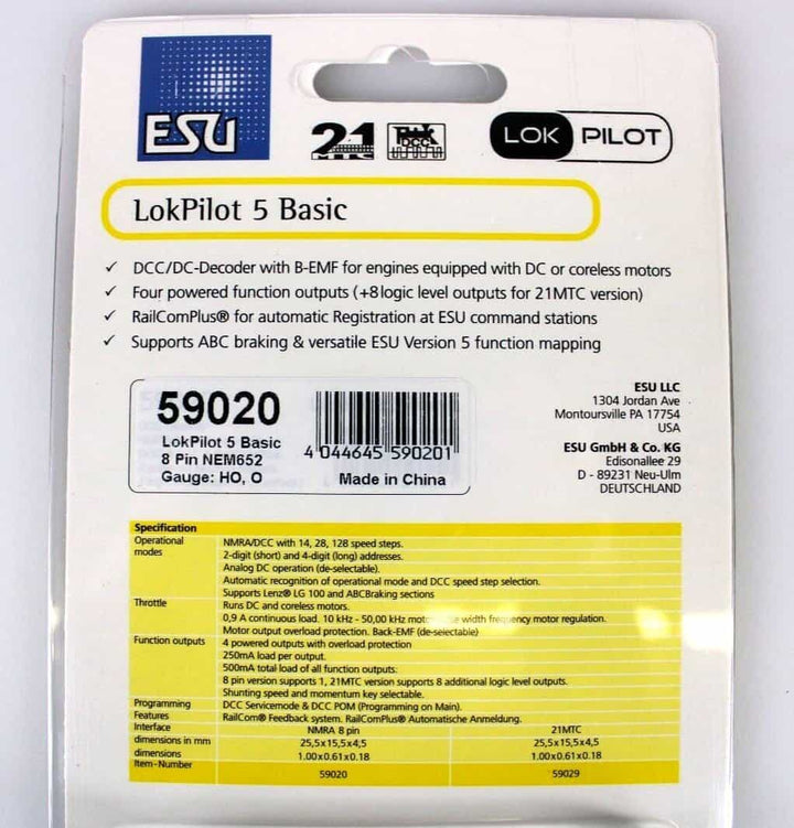 ESU 59020 LokPilot 5 Basic DCC Decoder 8 Pin Connector and Harness HO Scale image 6