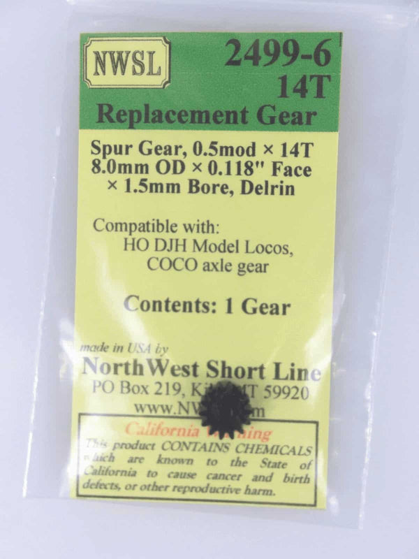 Northwest Short Line NWSL 2499-6 14 Tooth Delrin Spur Gear image 0