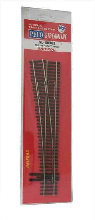 Peco Streamline SL-U8362 HO Scale Unifrog #6 Code 83 Turnout Left Hand LH