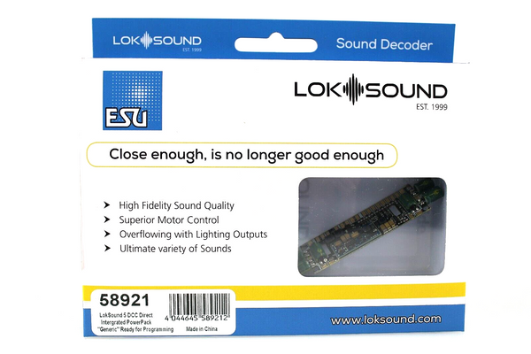 ESU 58921 LokSound V5 Blank DCC Direct Sound Decoder W/Integrated PowerPack HO