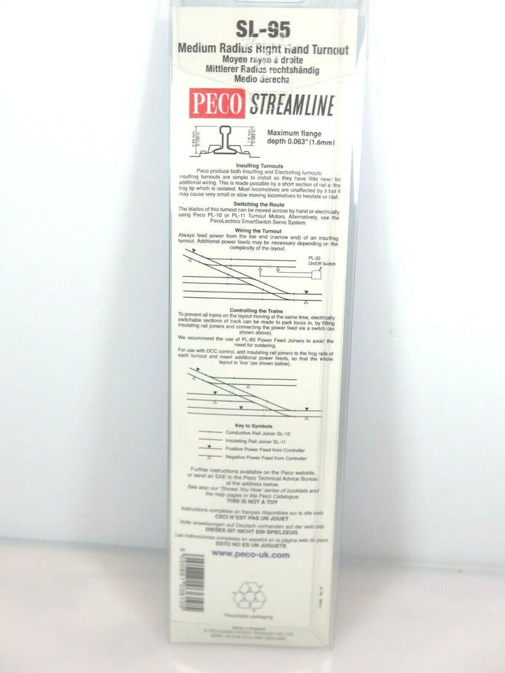 Peco Streamline HO SL95 Code 100 Insulfrog Medium Radius Turnout Right Hand image 2