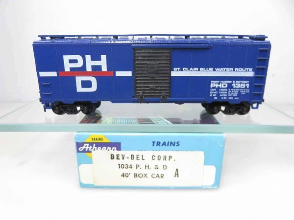 Bev-Bel Athearn HO Scale PH&amp;D Port Huron &amp; Detroit 40' Boxcar #1351 image 0