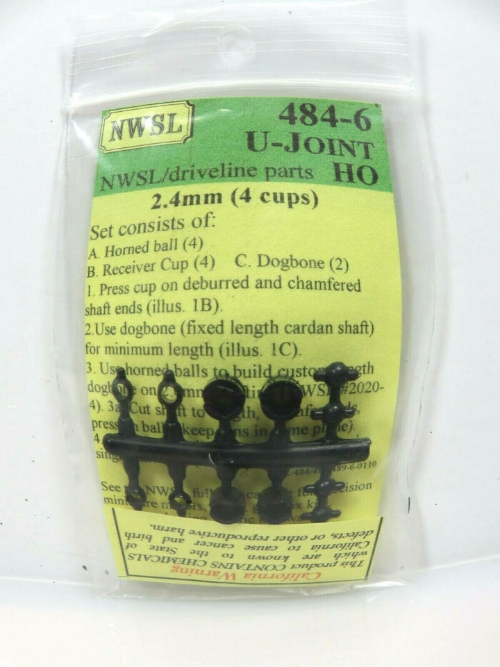 Northwest Short Line NWSL 484-6 Driveline Universal U-Joint 2.4mm Shaft HO Scale image 2