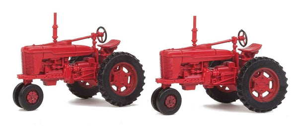 Walthers SceneMaster 949-4160 HO Scale Farm Tractor 2-Pack Assembled Red