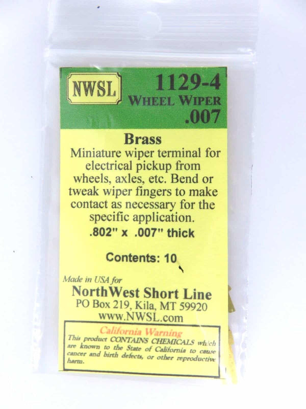 Northwest Short Line NWSL #1129-4 Brass Wheel Wiper 10 Pack image 0