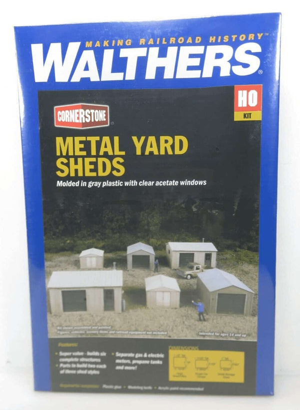 Walthers Cornerstone #933-4123 HO Metal Yard Shed Set of 2 Each 3 Styles Kit NIB image 0