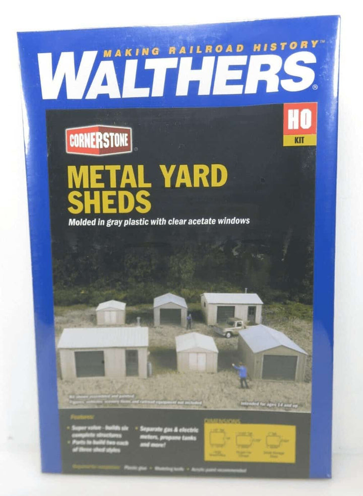Walthers Cornerstone #933-4123 HO Metal Yard Shed Set of 2 Each 3 Styles Kit NIB image 0