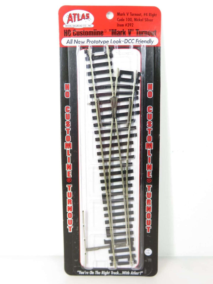 Atlas #392 HO Scale Code 100 Mark V No. 4 RH Right hand Turnout Customline NIB image 0