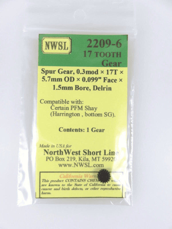Northwest Short Line NWSL 2209-6 17 Tooth Delrin Spur Gear image 0