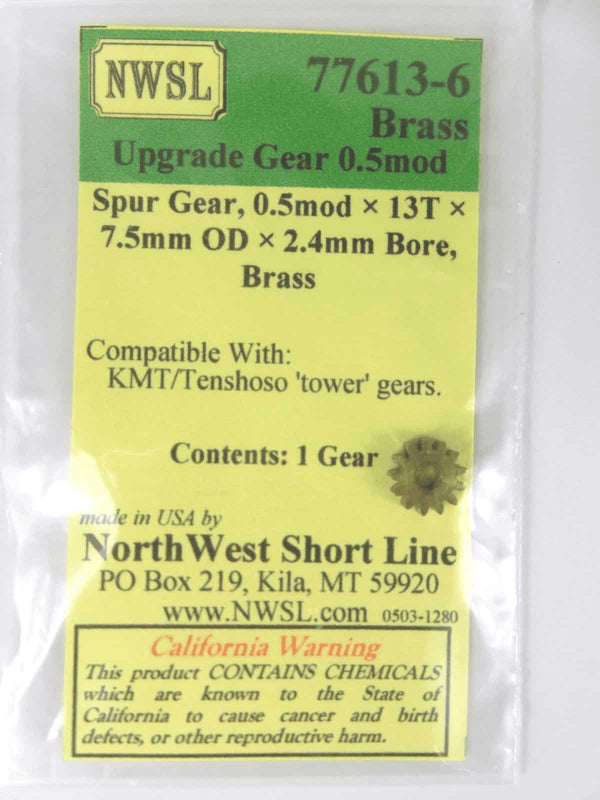 Northwest Short Line NWSL 77613-6 13 Tooth Brass Spur Upgrade Gear image 0