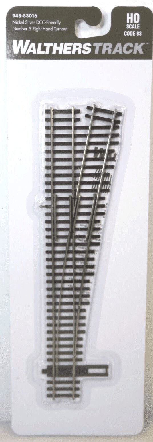 Walthers Track 948-83016 Code 83 Nickel Silver DCC Friendly #5 RH Turnout/Switch image 1