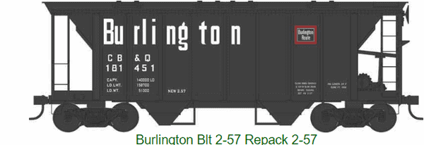 Bowser #43248 HO Scale 70-Ton 2-Bay Covered Hopper Burlington #181463 NIB image 0