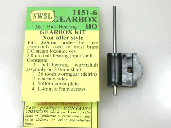 Northwest Short Line #1151-6 NWSL 0.3 Mod 36-1 Non-Idler BB Gearbox Kit 3mm Axle image 0