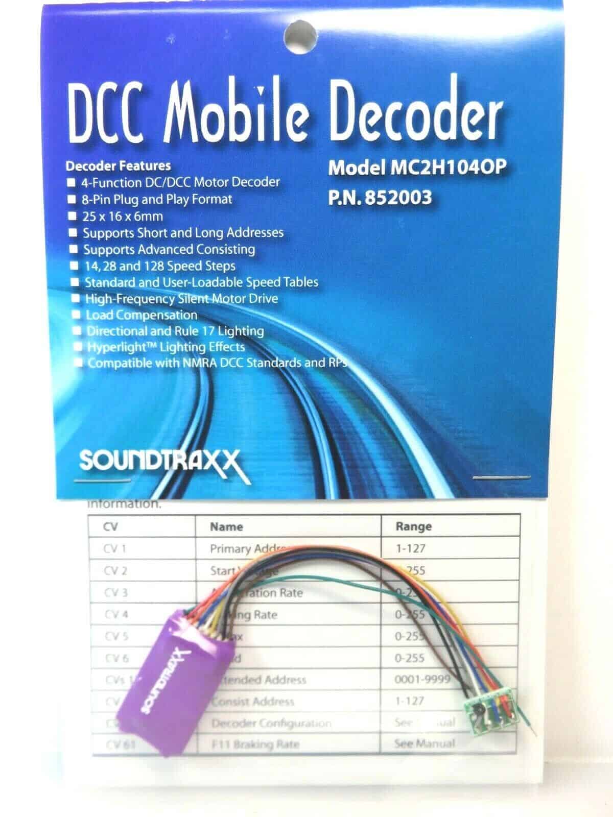 SoundTraxx 852003 MC2H104OP DCC Mobile Decoder, OmniPlug – Nightwatch ...