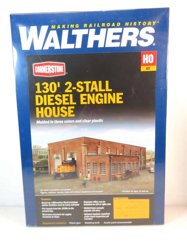 Walthers Cornerstone 933-2923 HO Scale 130' 2-Stall Diesel Engine House Kit NIB image 0