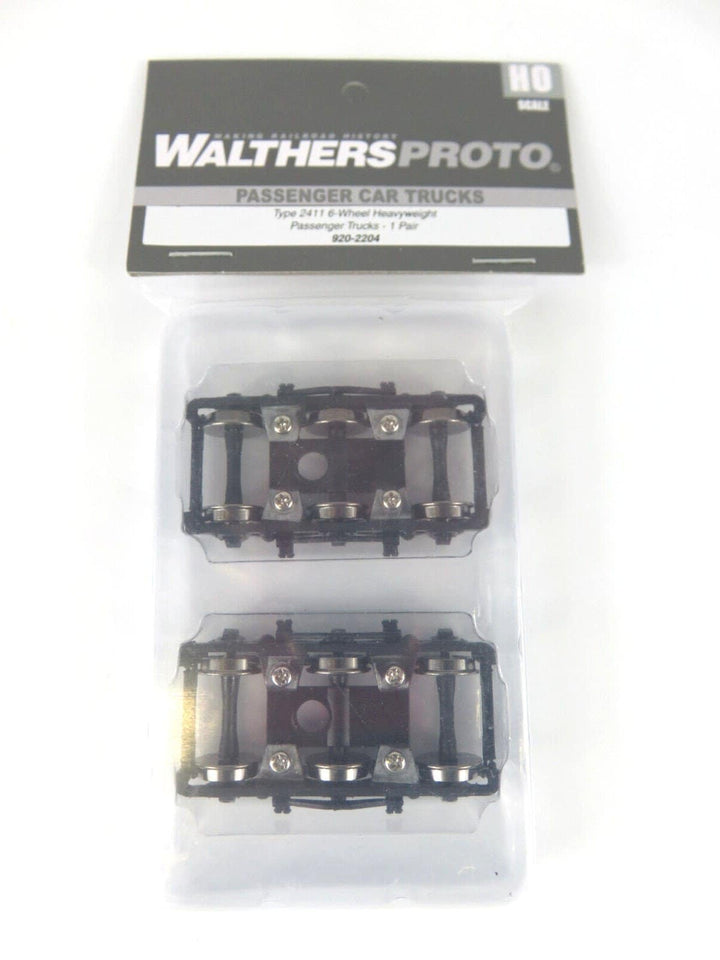 Walthers 920-2204 HO Heavyweight 6-Wheel Metal Passenger Trucks Type 2411 1-Pair image 1