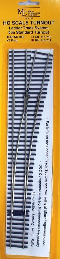 Micro Engineering Code 83 Micro Engineering HO 14-711 Code 83 Ladder Track System Turnout #5a Ri ...