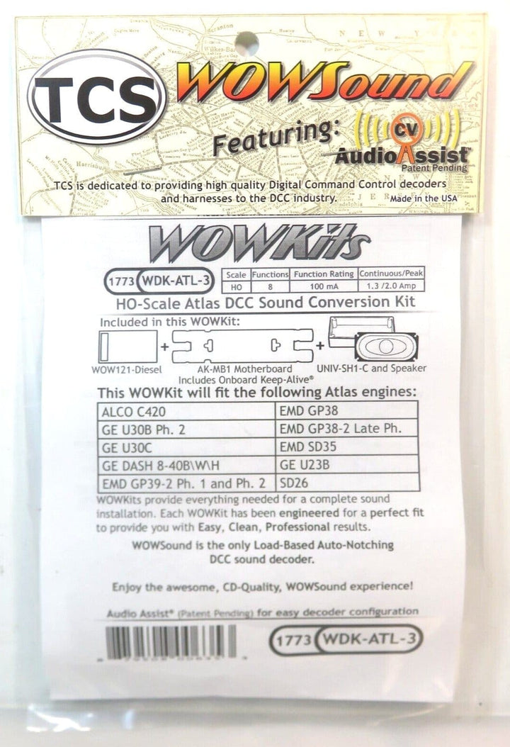 Train Control Systems TCS HO 1773 WDK-ATL-3 Atlas DCC WOWSound Conversion Kit V4 image 1