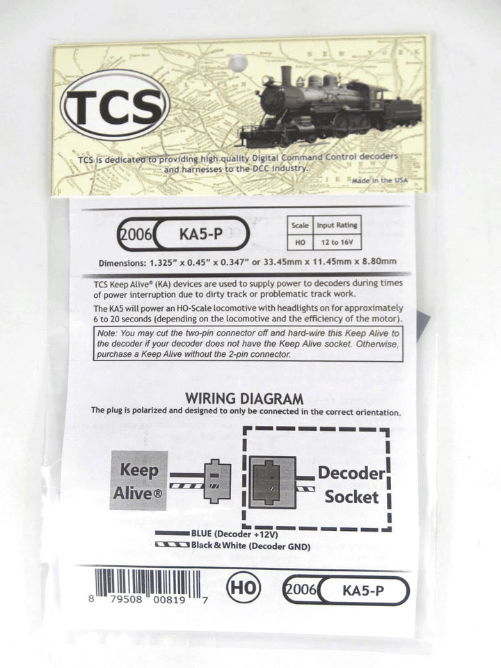 Train Control Systems TCS #2006 KA5-P Keep Alive Power Supply HO Scale image 1