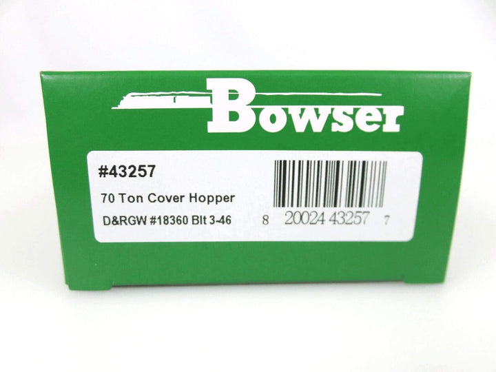 Bowser #43257 HO Scale 70-Ton 2-Bay Covered Hopper D&amp;RGW Rio Grande #18360 NIB image 1