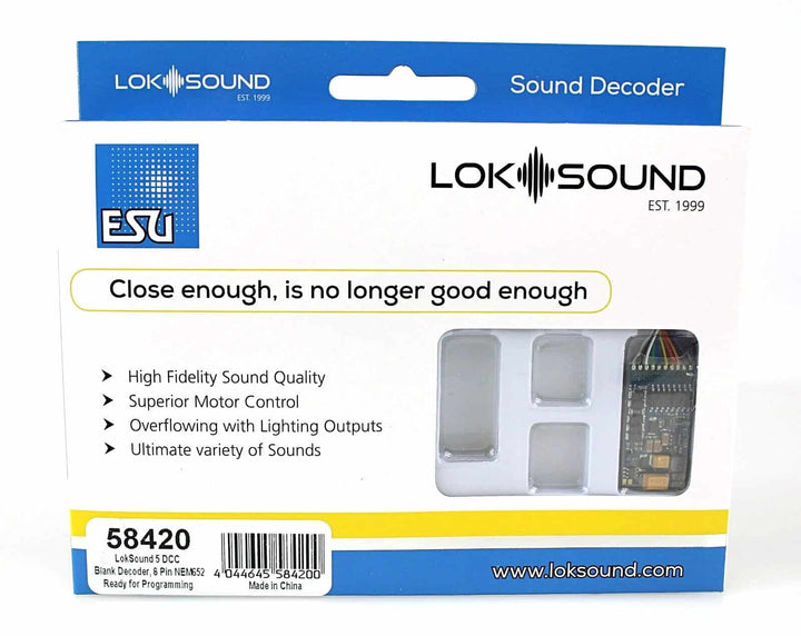 ESU LokSound 58420 V5 BLANK DCC Sound Decoder NMRA 8-pin NEM652 HO Scale NIB image 0