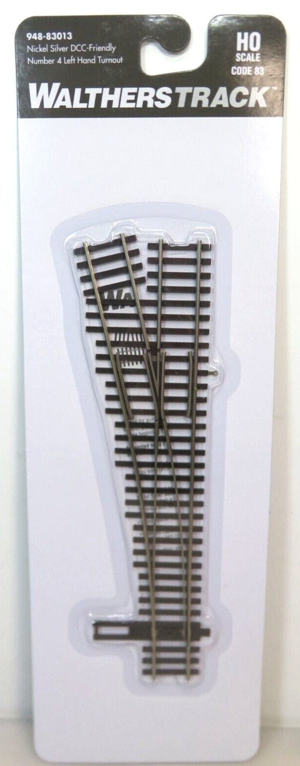 Walthers Track 948-83013 Code 83 Nickel Silver DCC Friendly #4 LH Turnout/Switch image 0
