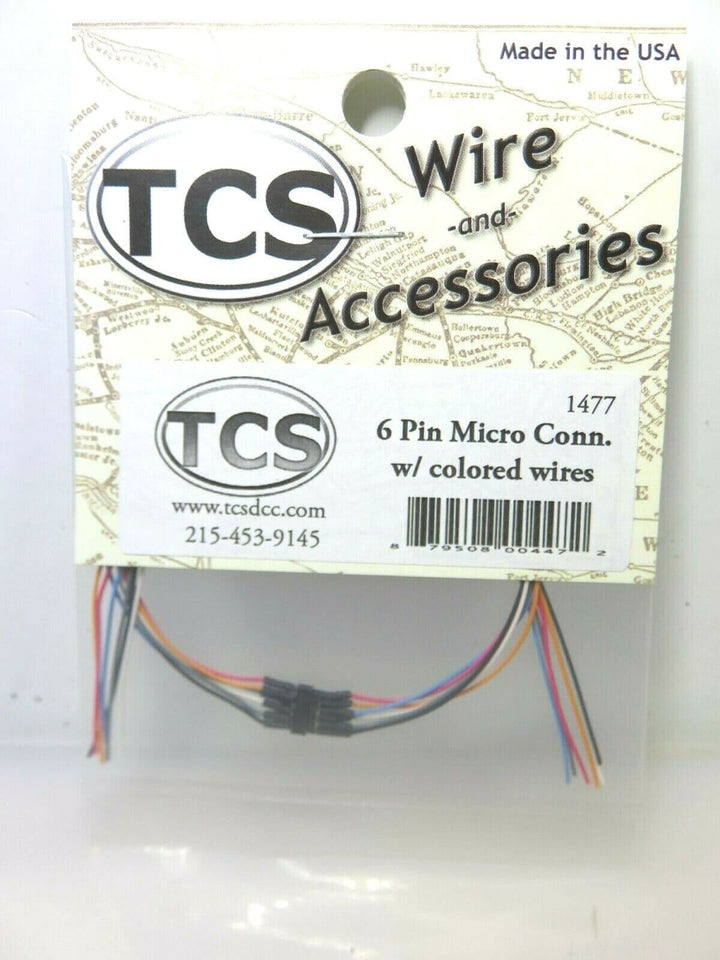Train Control Systems TCS #1477 6-Pin Micro Connector colored wires image 1