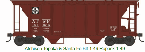 Bowser #43240 HO Scale 70-Ton 2-Bay Covered Hopper AT&amp;SF Santa Fe #181673 image 0