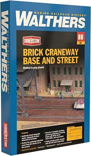 Walthers Cornerstone 933-4097 HO Scale Brick Craneway Base and Street 3-Pack Kit image 0