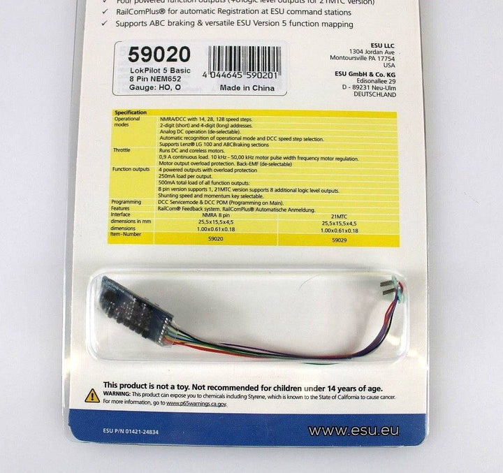 ESU 59020 LokPilot 5 Basic DCC Decoder 8 Pin Connector and Harness HO Scale image 7