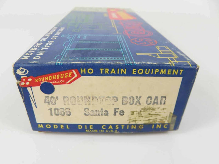Roundhouse 1086 HO Scale 40' Roundtop Boxcar ATSF Santa Fe Unassembled Kit NOS image 1