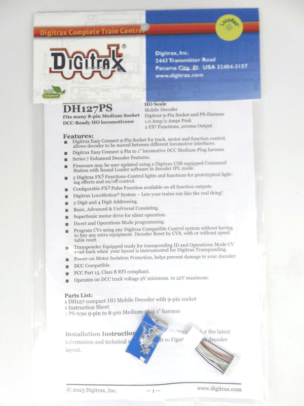 Digitrax HO DH127PS Decoder Economy Wired Mobile With Short 8 pin Harness image 0