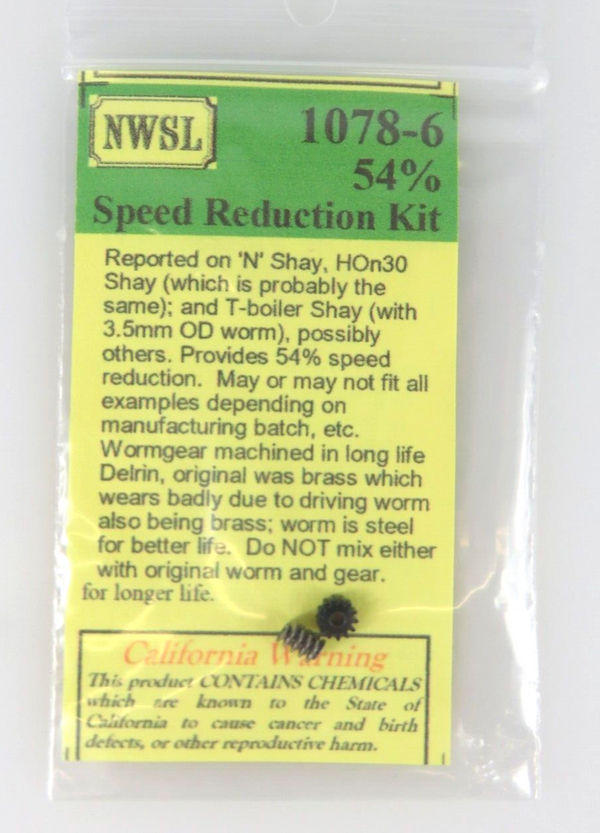 Northwest Short Line NWSL 1078-6 HOn3 Shay Speed Reduction Kit