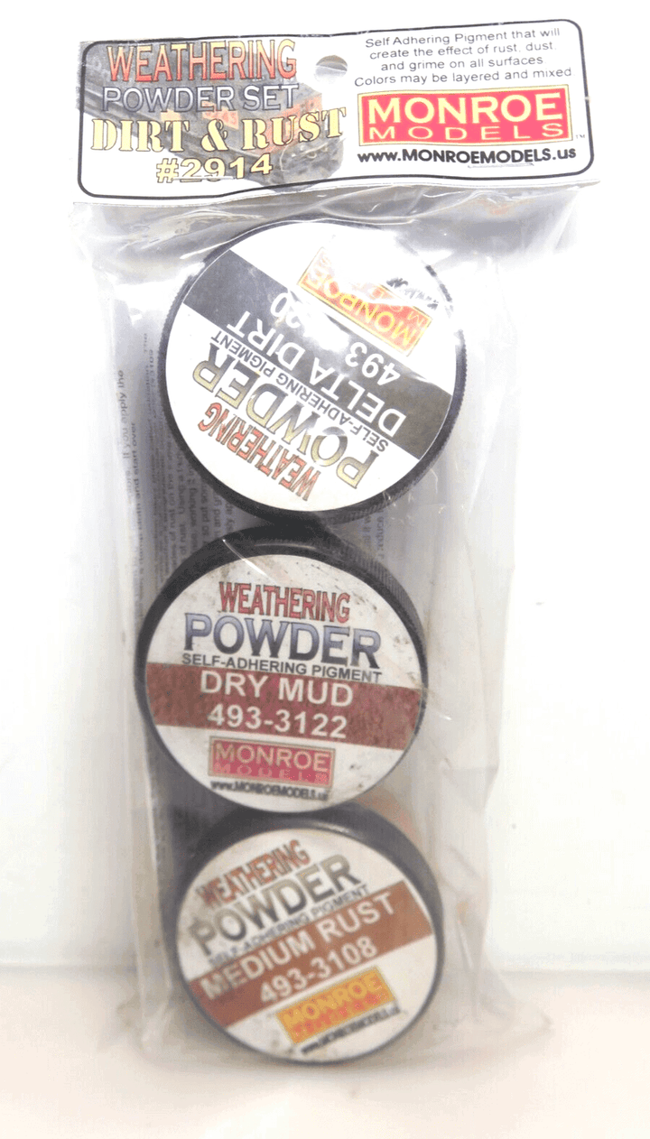 Monroe Models 2914 Weathering Powder Three Color Set Dirt and Rust image 0