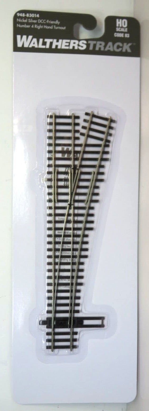 Walthers Track 948-83014 Code 83 Nickel Silver DCC Friendly #4 RH Turnout/Switch image 0