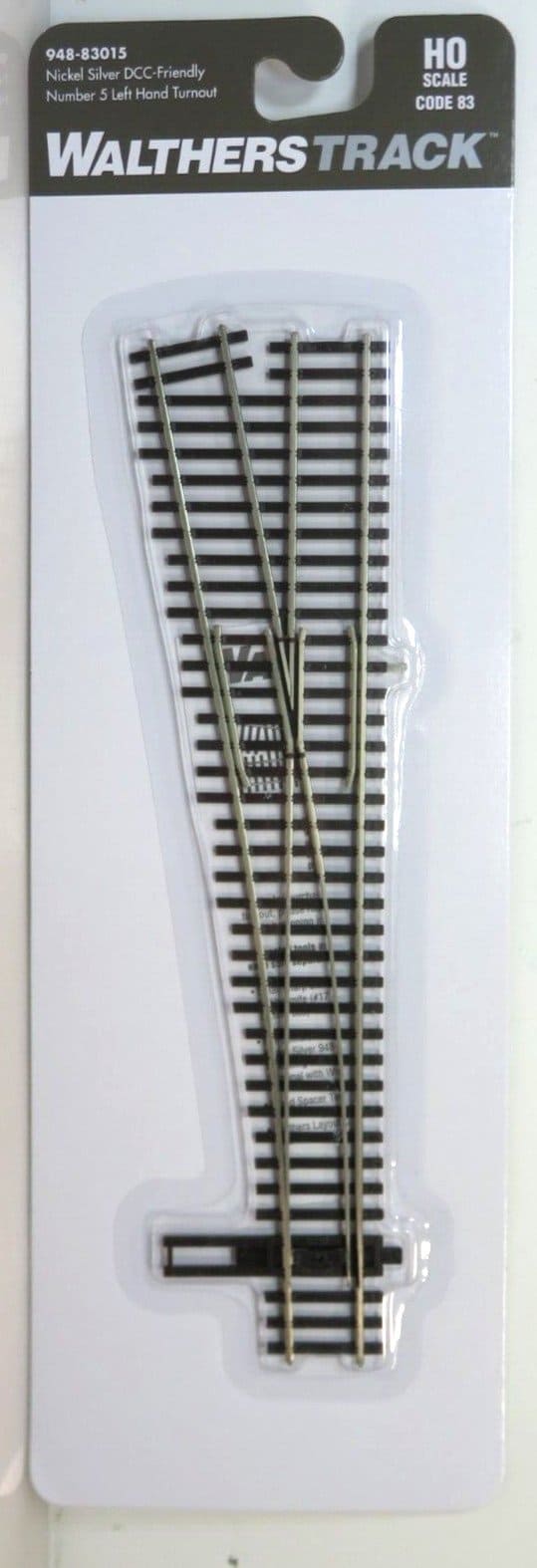 Walthers Track 948-83015 Code 83 Nickel Silver DCC Friendly #5 LH Turnout/Switch image 0
