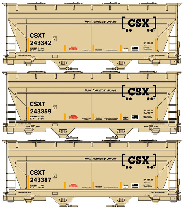 Accurail 8179 HO Scale CSX 2-Bay ACF Covered Hoppers 3-Pack NIB