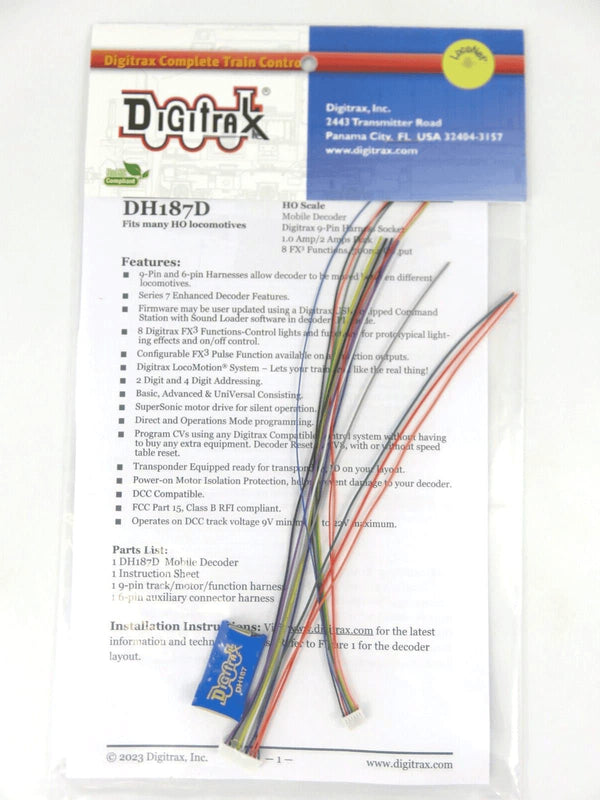 Digitrax DH187D Premium HO Scale Wired Mobile Decoder image 0