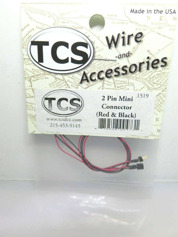 Train Control Systems TCS #1519 2-Pin Mini Connector Red and Black Wires image 0