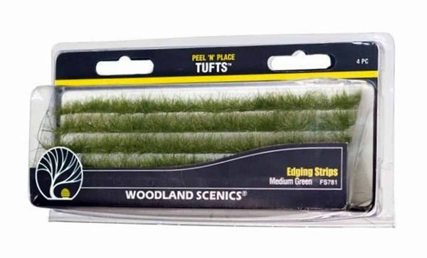 Woodland Scenics FS781 Peel 'n' Place Tufts, Medium Green Edging Strips 4pc image 0