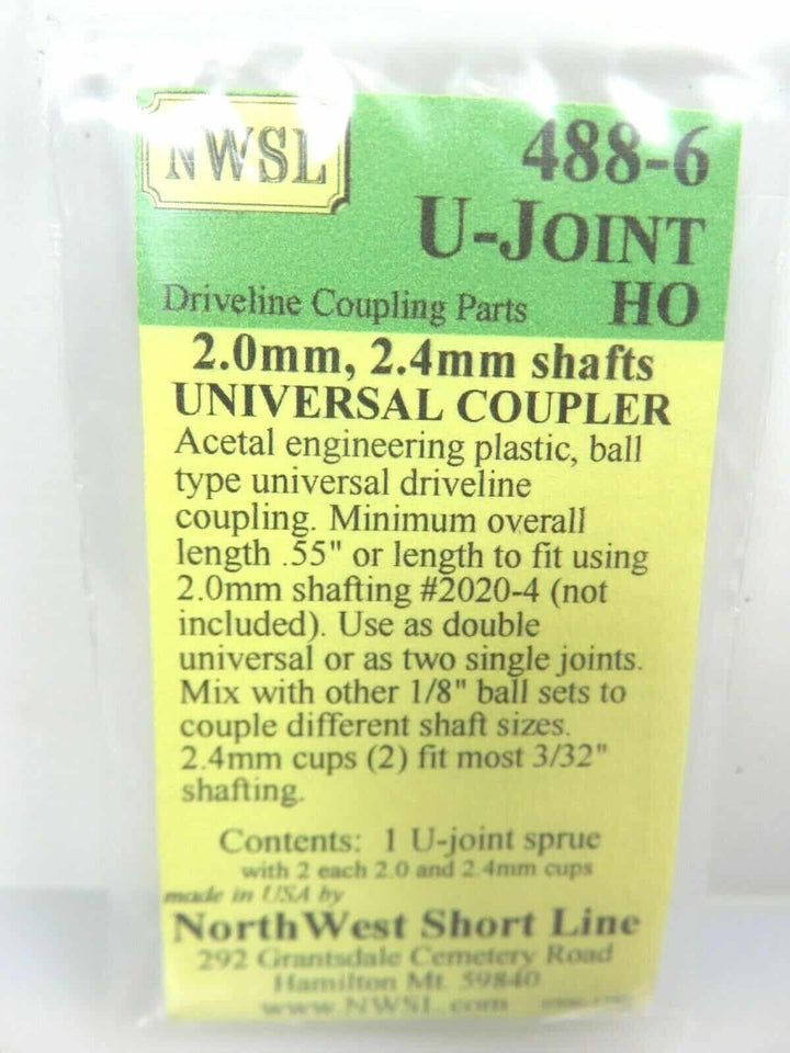 Northwest Short Line NWSL 488-6 Driveline Universal Connector 2.4mm 2.0mm Shafts image 1