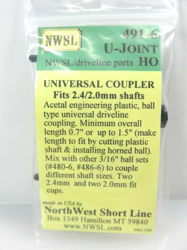 Northwest Short Line NWSL 491-6 Driveline Universal Connector 2.4mm 2.0mm Shafts image 0