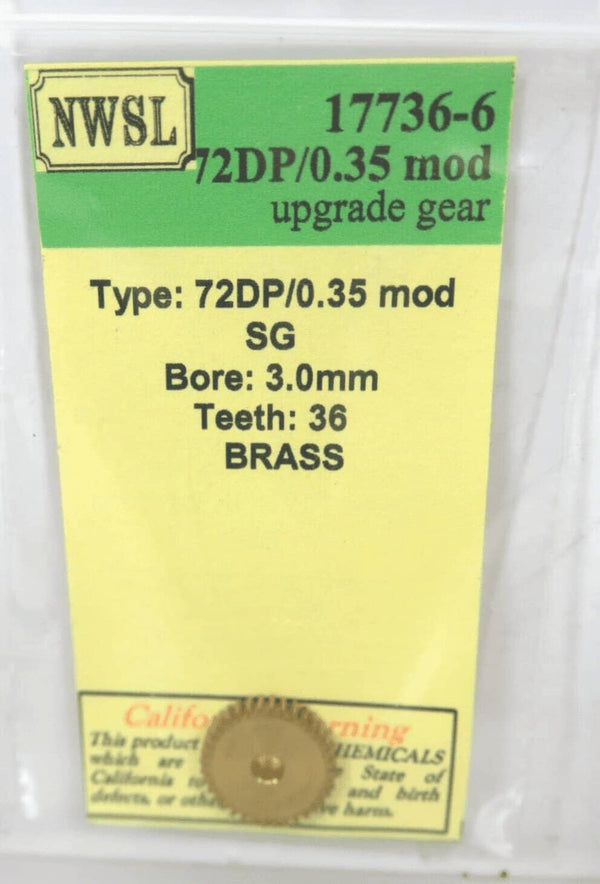 Northwest Short Line NWSL 17736-6 36T 3.0mm Bore Brass HO Locomotive Spur Gear image 0