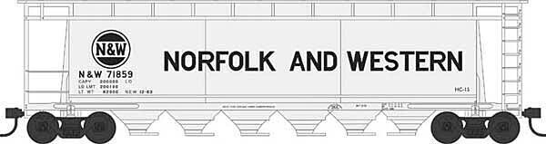 Bowser 38154 N Scale NW Norfolk &amp; Western 6-Bay Cylindrical Covered Hopper 71884 image 0