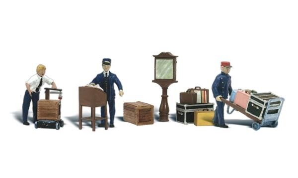 Woodland Scenics A1909 HO Scale Depot Workers &amp; Accessories 12pc image 0