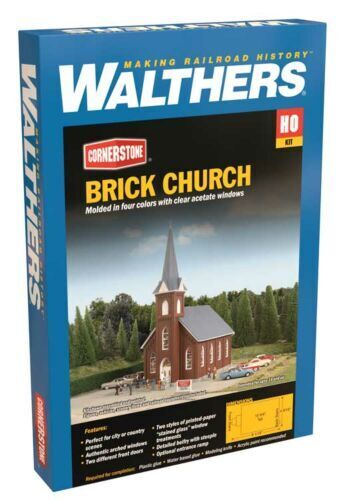 Walthers Cornerstone #933-3496 HO Scale Brick Church Unassembled Kit NIB image 0