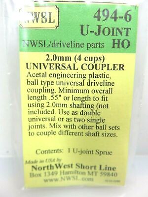 Northwest Short Line NWSL 494-6 Driveline Universal U-Joint 2.0mm Shaft HO Scale image 1