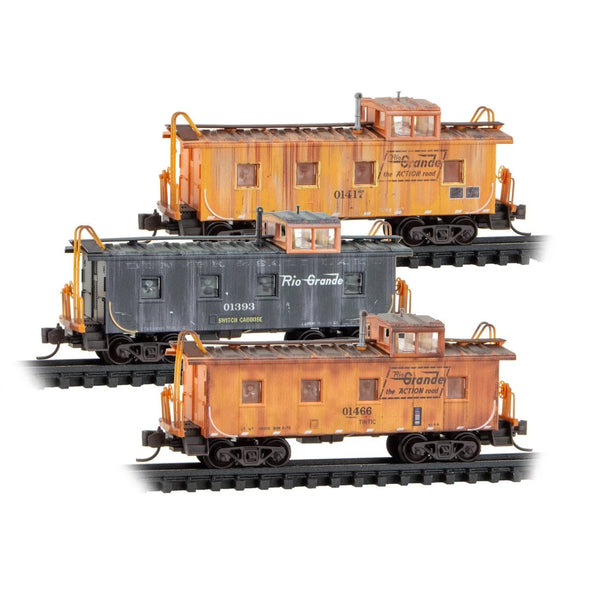 Micro Trains 98802288 N Scale D&RGW Rio Grande 36' Weathered Caboose 3-Pack